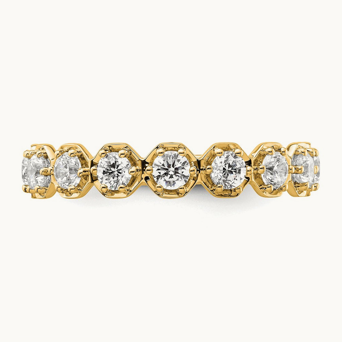 Hexagon Setting Wedding Band — 14K Yellow Gold, 7