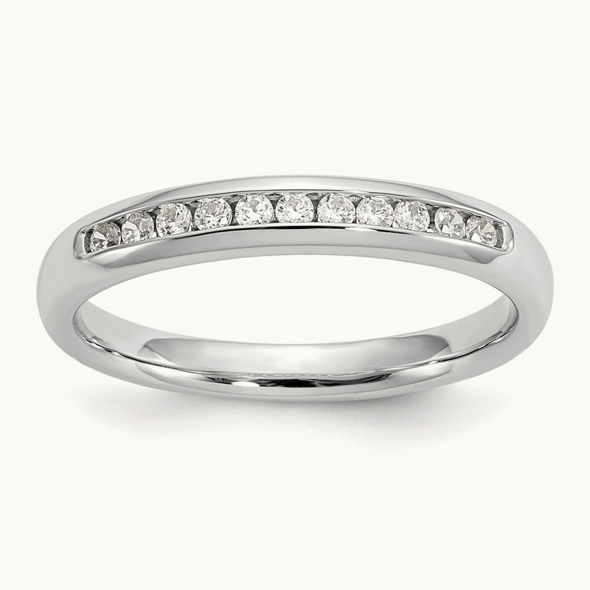 11-Stone Diamond Channel Band, 14K White Gold