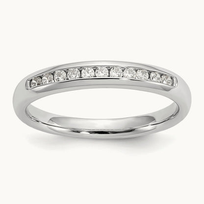11-Stone Diamond Channel Band, 14K White Gold