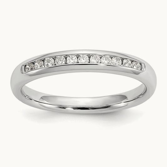 11-Stone Diamond Channel Band, 14K White Gold