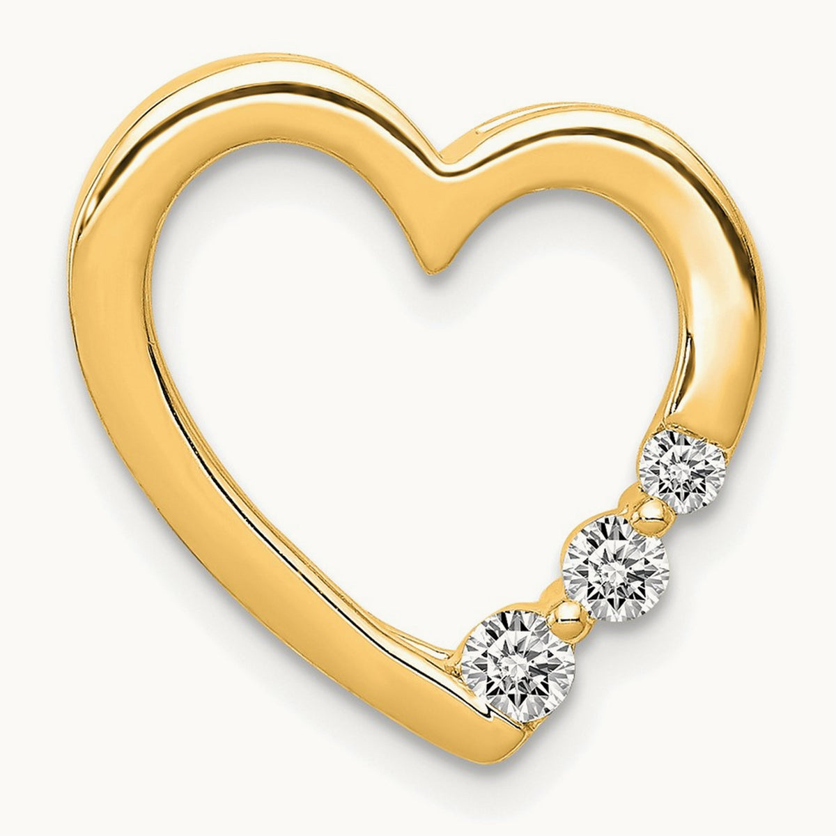 1/6ct. Diamond Heart Chain Slide — 14K Yellow Gold