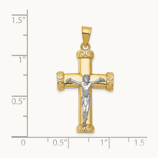 Crucifix Pendant, 14K Two-tone