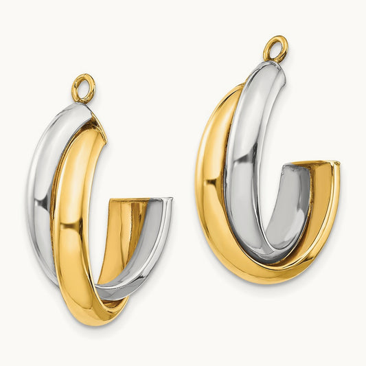 Polished Double J-Hoop Earring Jackets, 14K Two-tone