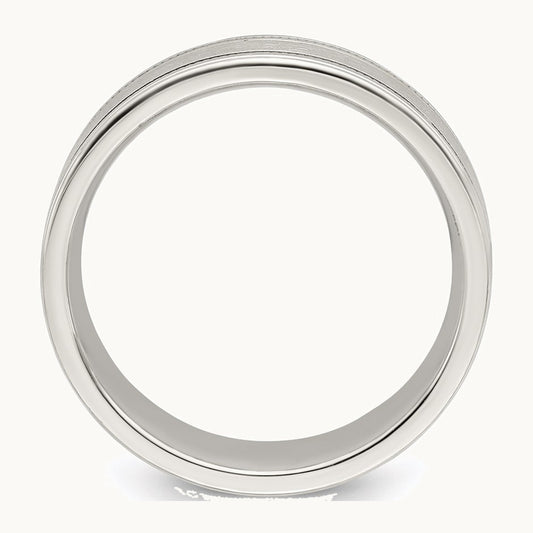Sterling Silver 6mm Brushed Flat Milgrain Grooved Edge Fancy Band