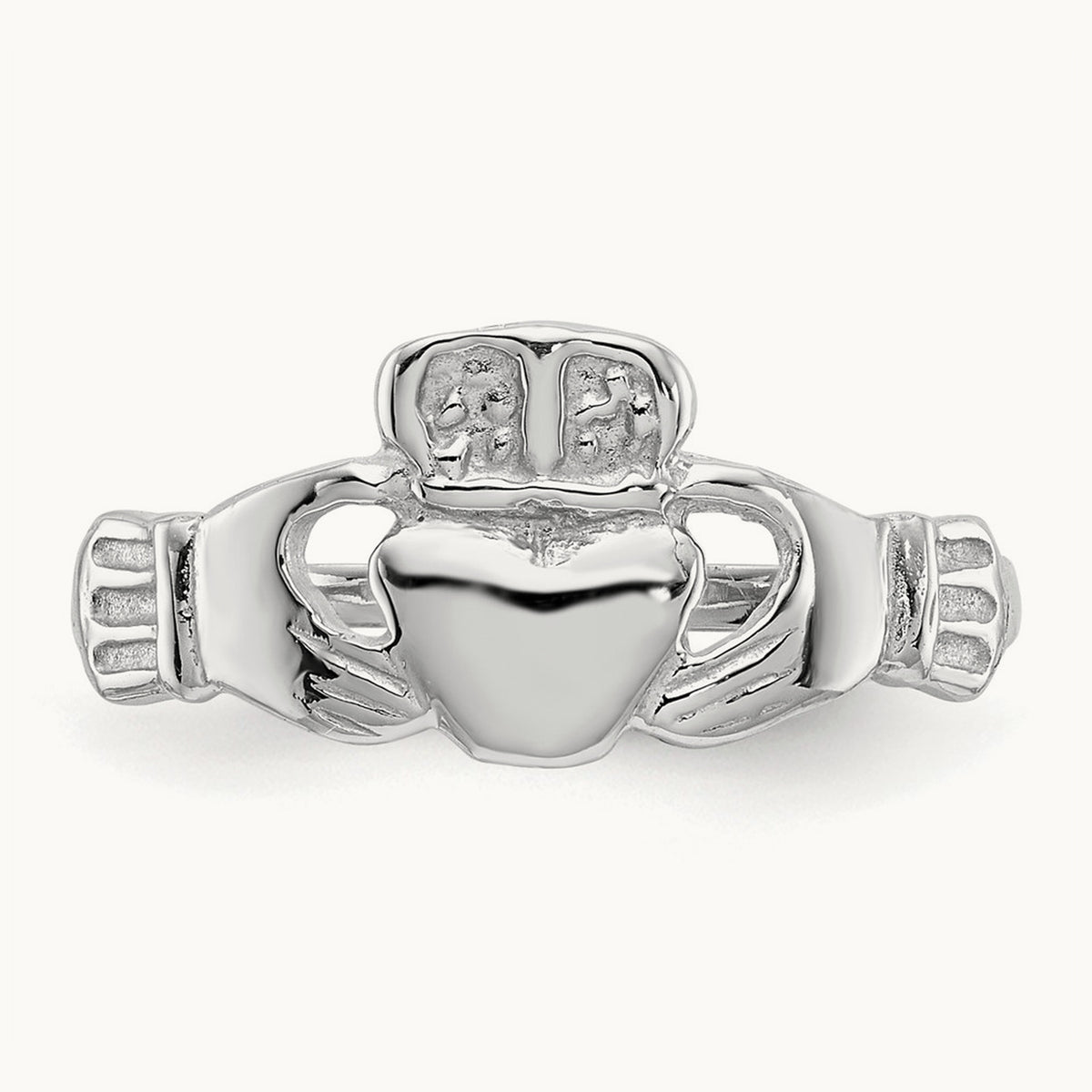 Polished Claddagh Ring, 14K White Gold