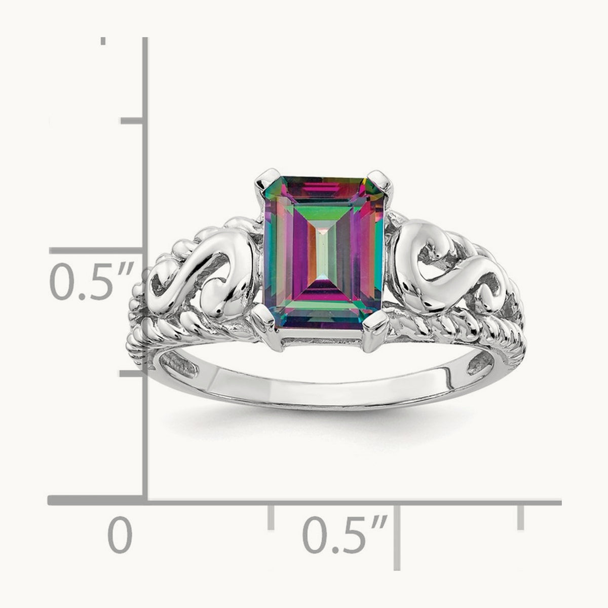 Mystic Topaz Ring, 14K White Gold
