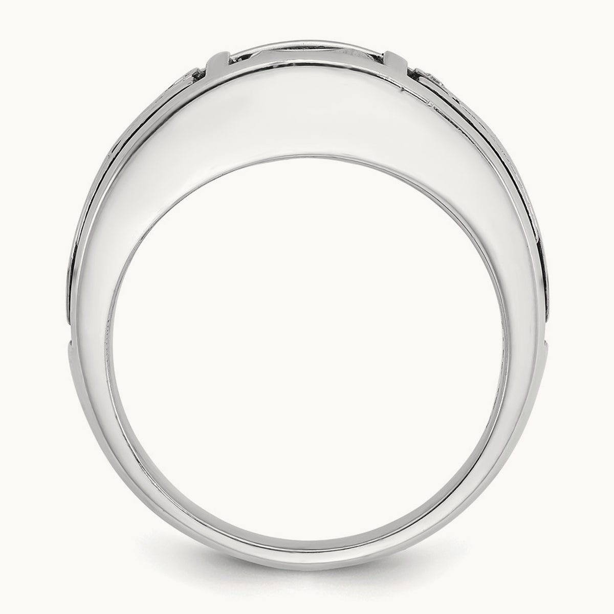 IBGoodman Men's Black Rhodium Onyx and Diamond Complete Ring, 14K White Gold