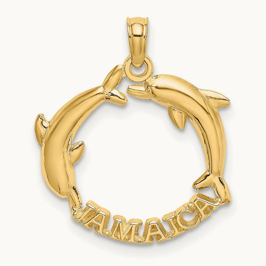 JAMAICA w/Dolphins Charm, 14K