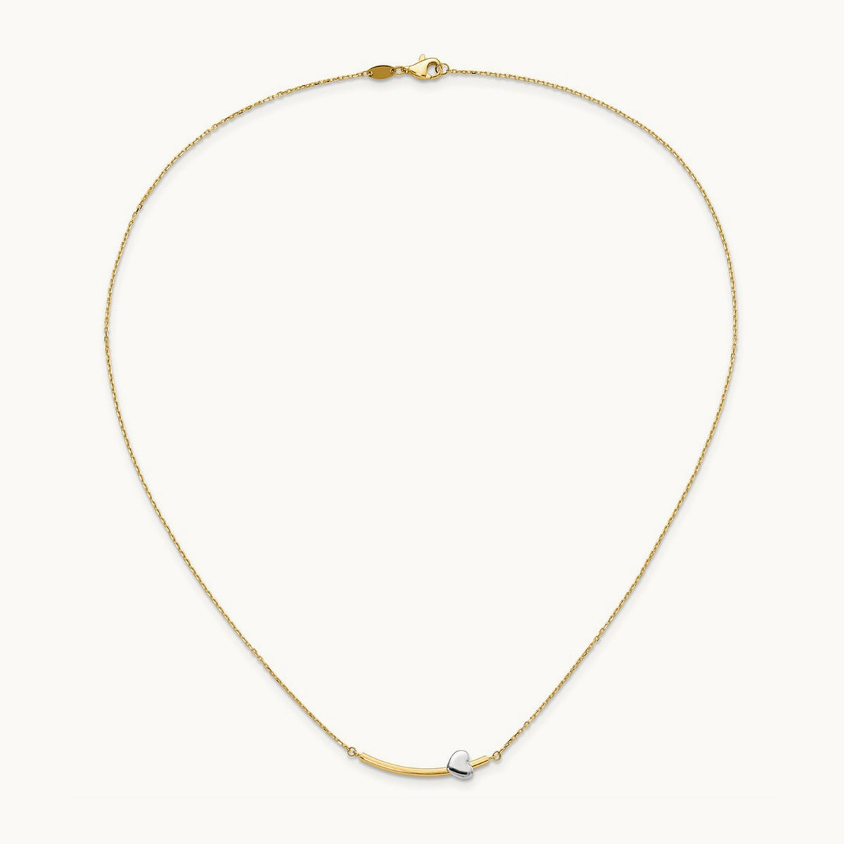 Heart Bar 18 inch Necklace, 14K Two-tone