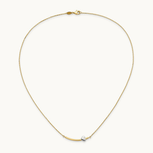 Heart Bar 18 inch Necklace, 14K Two-tone