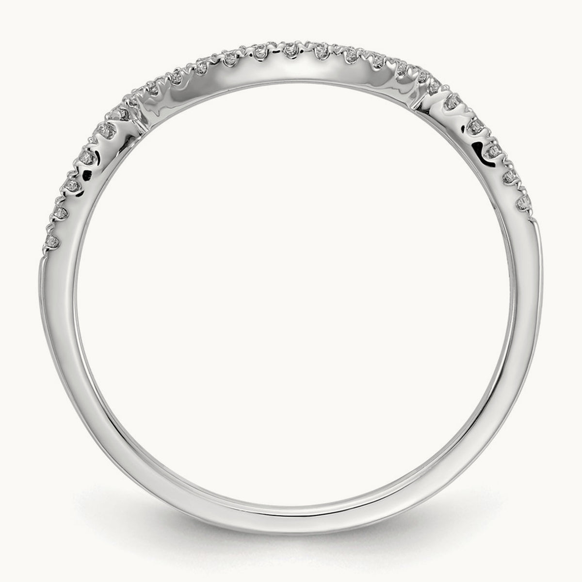 Diamond Contoured Wedding Band, 14K White Gold