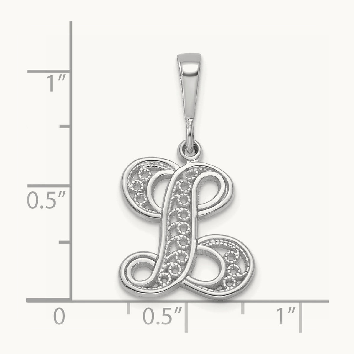 Solid Polished Script Filigree Initial Pendant — L