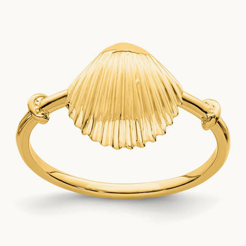 Polished Shell Ring, 14K