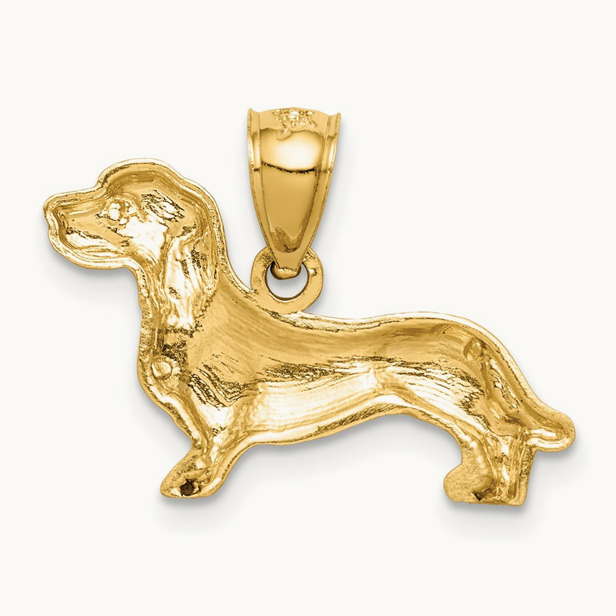 Diamond-cut Dachshund Pendant, 14K