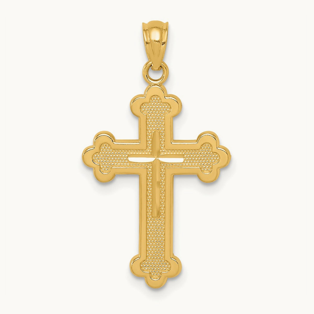 Budded Cross Pendant, 14K