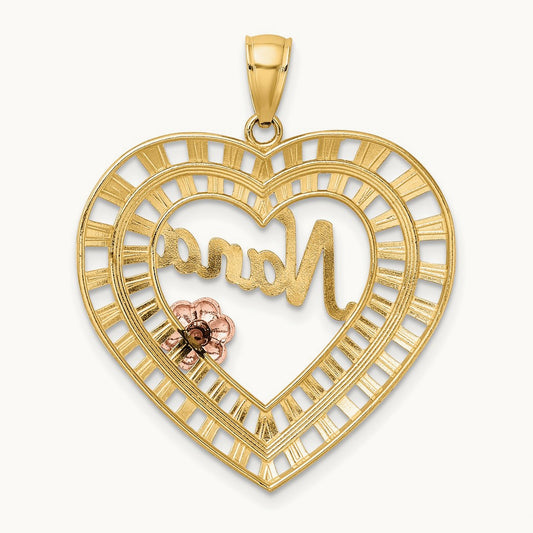 w/White Rhodium NANA Heart w/Flowers Charm, 14K Two-tone