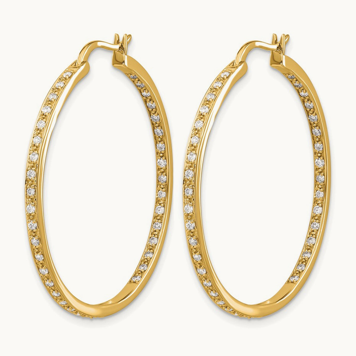 In/Out Hoop Earrings, 0.50-0.75 ct tw Lab-Grown Diamond — 5/8 ct, 14K Yellow Gold