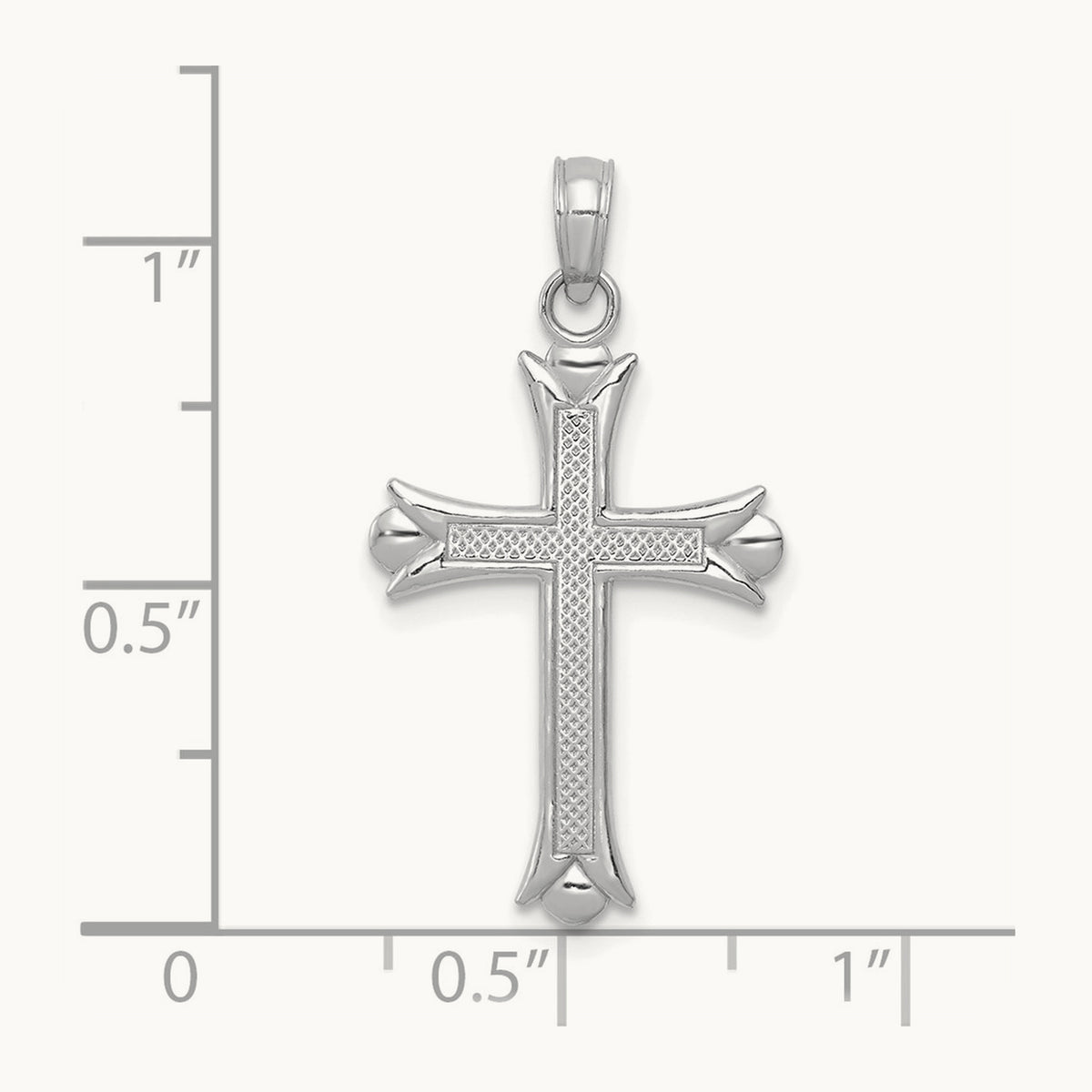 Fleur De Lis Cross Pendant — 14K White Gold