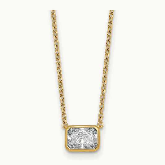 Radiant Bezel Necklace, 1.00-4.00 ct tw Lab-Grown Diamond — 1 ct, 14K Yellow Gold