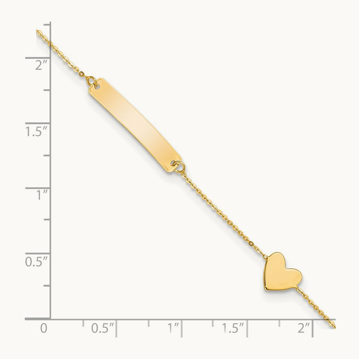 Polished 5.5in Heart ID Bracelet, 14K