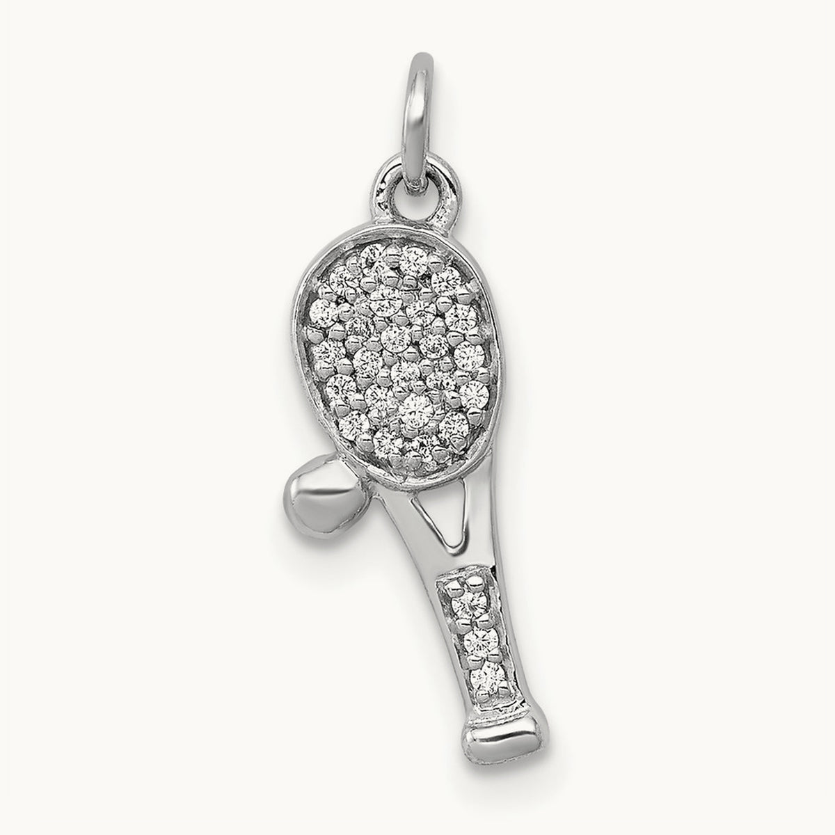 Diamond Racket and Ball Pendant, 14K White Gold