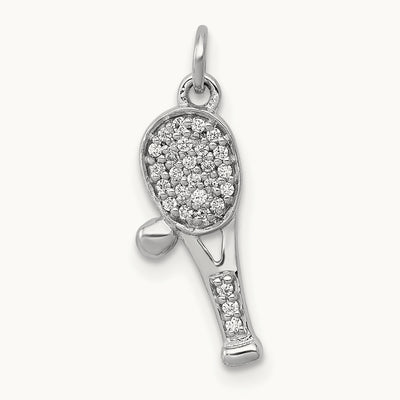 Diamond Racket and Ball Pendant, 14K White Gold