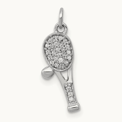 Diamond Racket and Ball Pendant, 14K White Gold