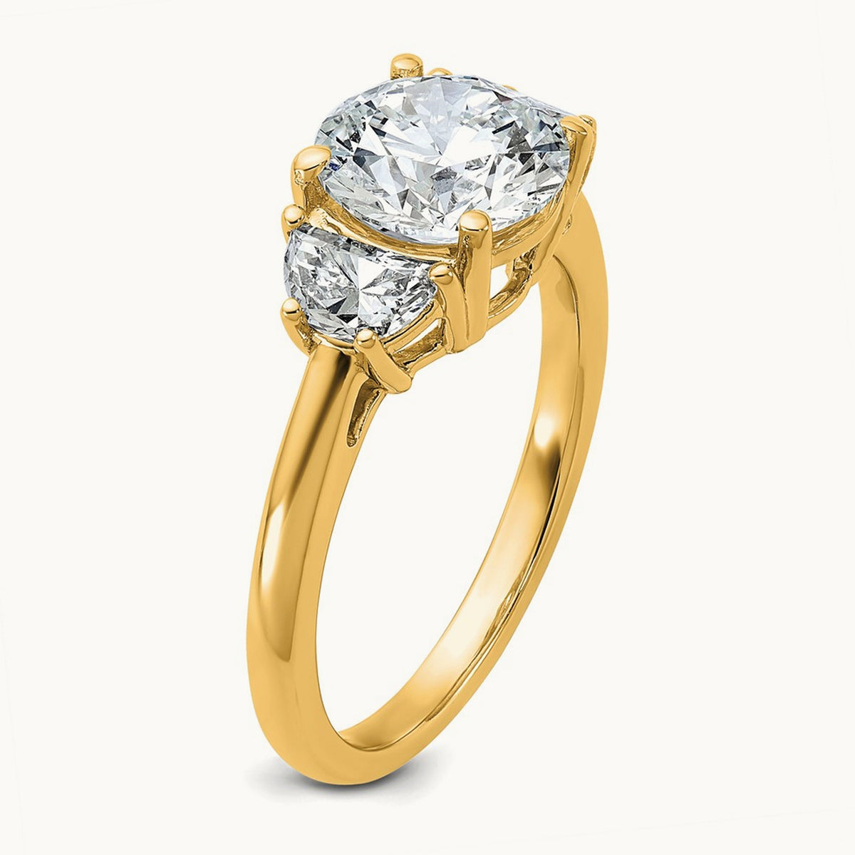 Round 3 Stone Engagement Ring, 1.25-4.00 ct tw Lab-Grown Diamond — 2 1/2 ct, 14K Yellow Gold