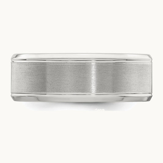 Sterling Silver 6mm Brushed Flat Beveled Edge Fancy Band
