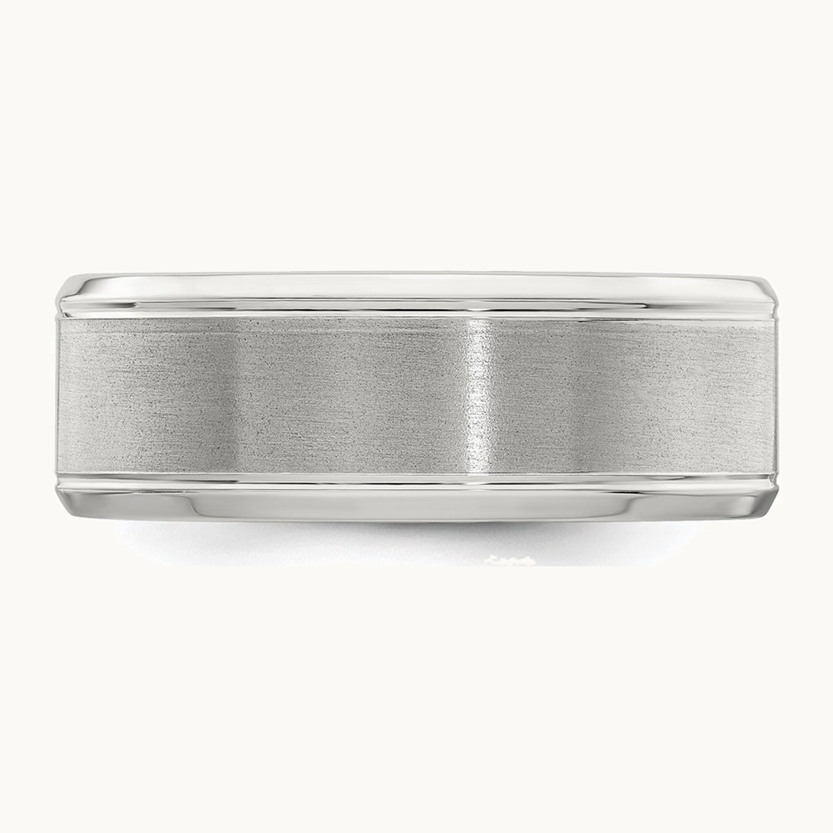 Sterling Silver Rhodium-plated 8mm Brushed Fancy Band