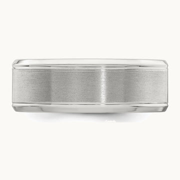 Sterling Silver Rhodium-plated 8mm Brushed Fancy Band