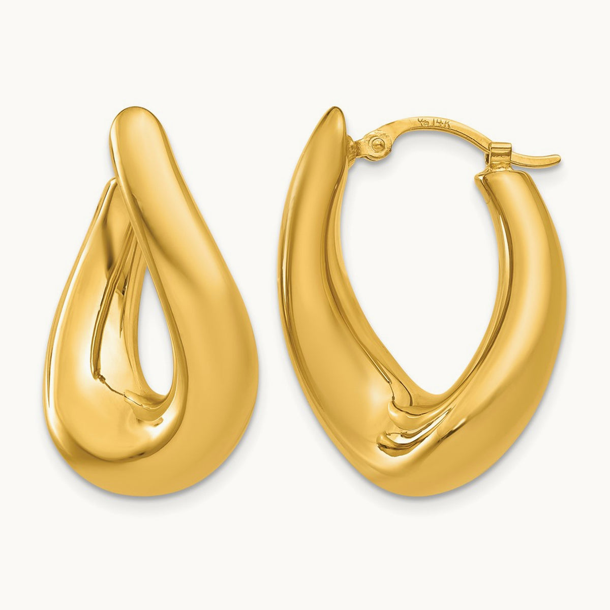 Twisted Oval Hoop Earrings, 14K