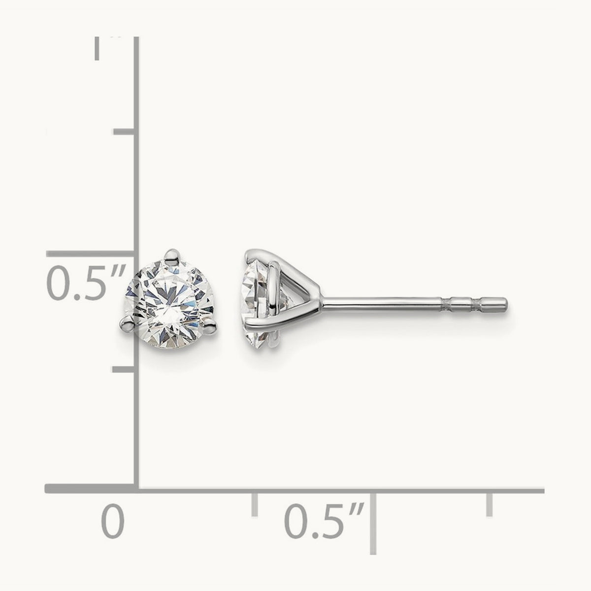 Round Stud Earrings, 0.10-6.00 ct tw Lab-Grown Diamond — 3/4 ct, 18K White Gold