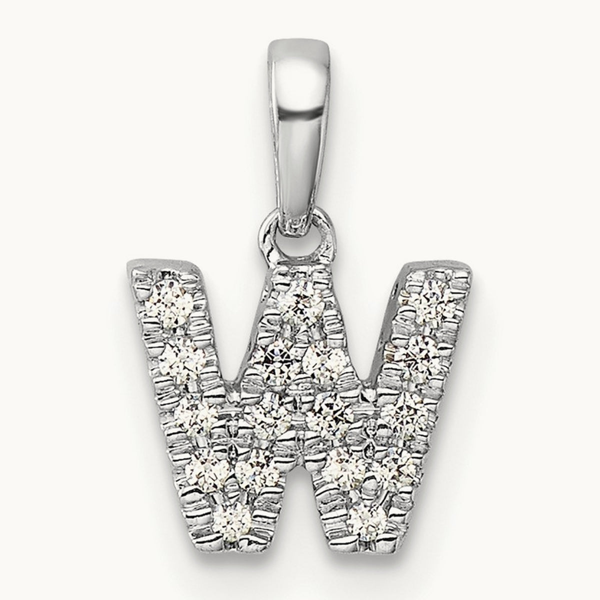 Diamond Initial with Bail Pendant — 14K White Gold, W