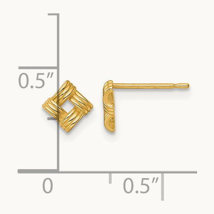 Polished Woven Square Post Earrings, 14K