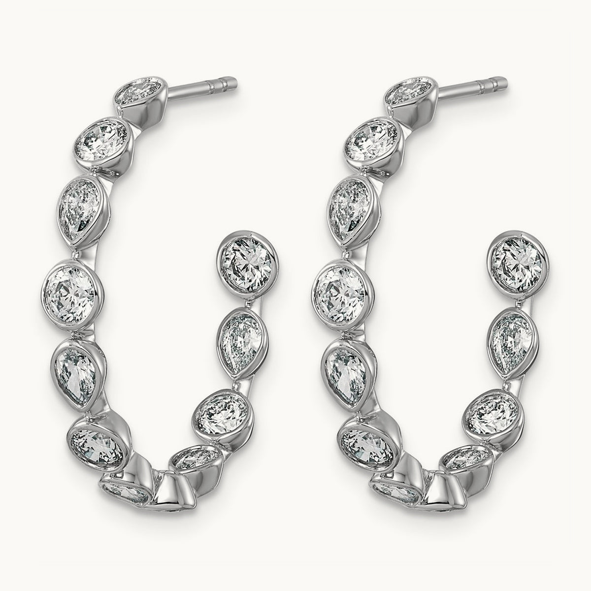 Post Round/Pear Hoop Earrings, 2.25-2.50 ct tw Lab-Grown Diamond