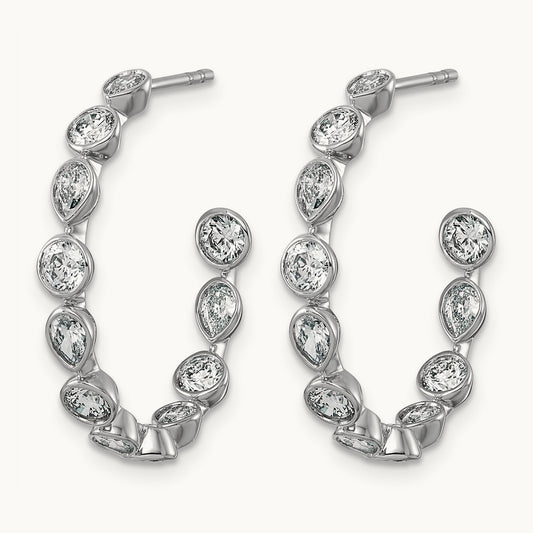 Post Round/Pear Hoop Earrings, 2.25-2.50 ct tw Lab-Grown Diamond