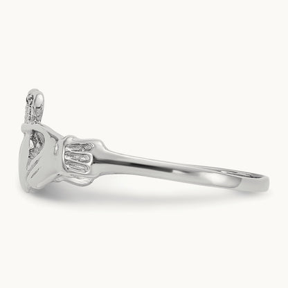 Polished Claddagh Ring, 14K White Gold
