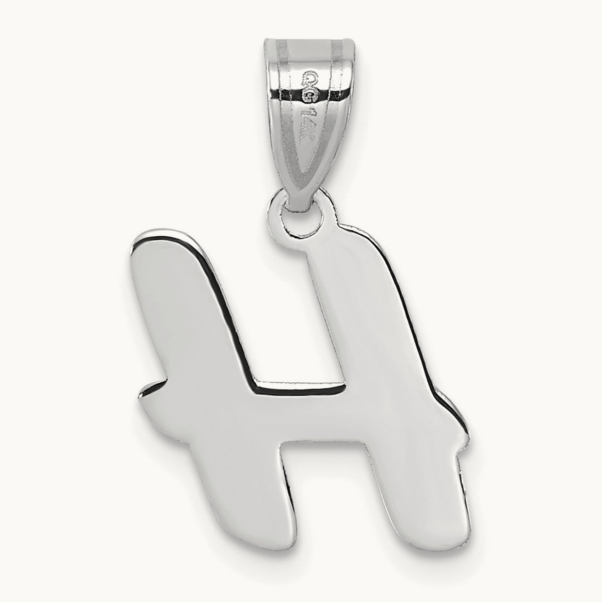 Polished Script Initial Pendant — 14K White Gold, H