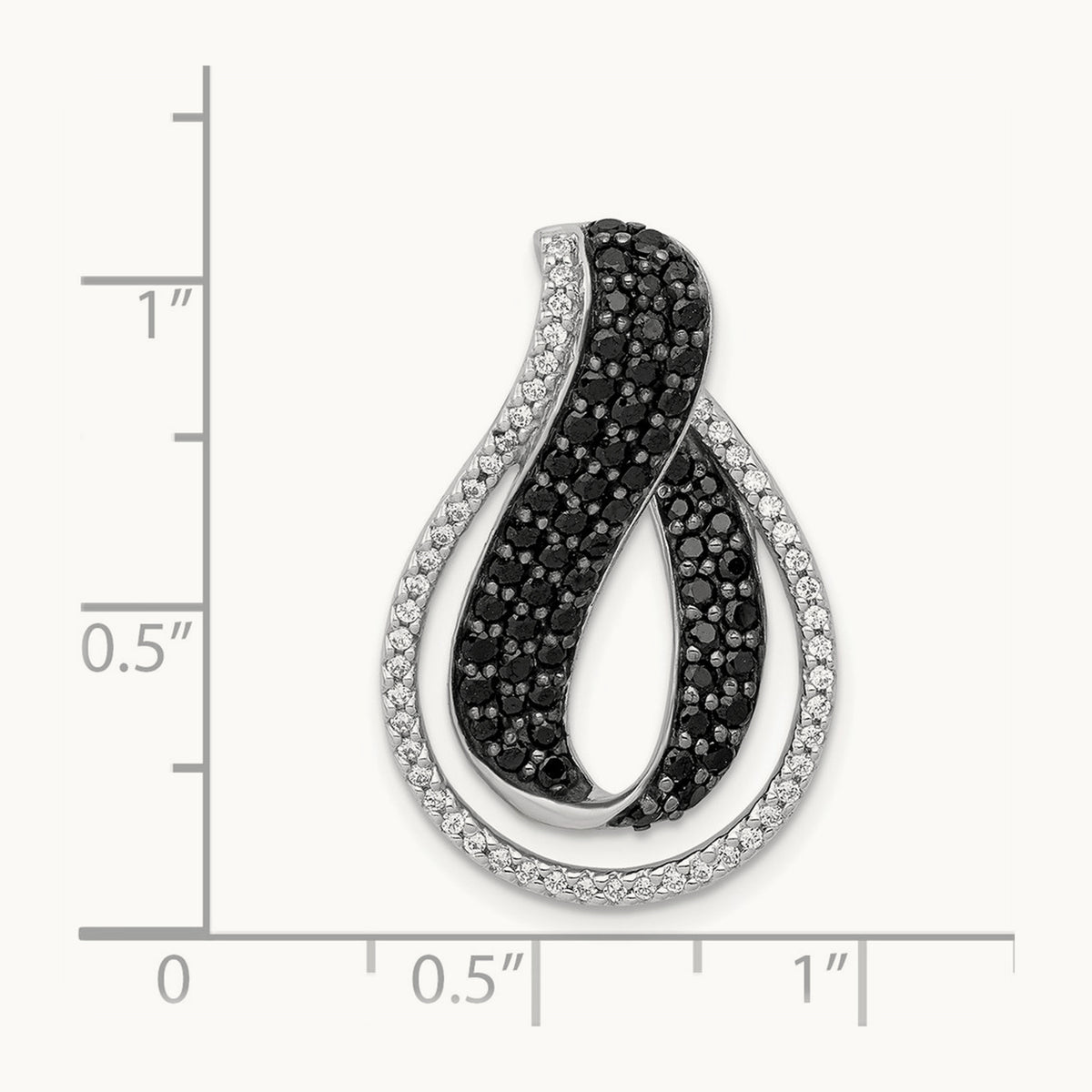 1 1/10ct. Black and White Diamond Twist Loop Slide, 14K White Gold