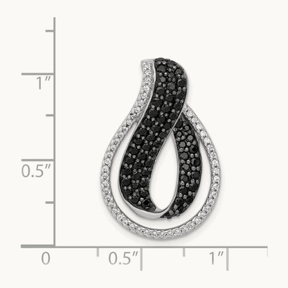 1 1/10ct. Black and White Diamond Twist Loop Slide, 14K White Gold