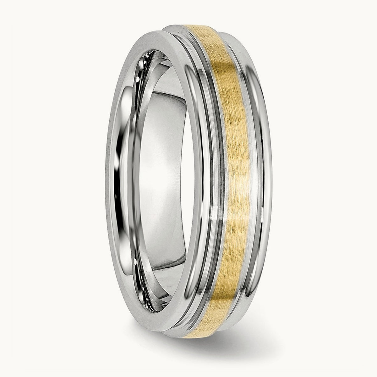 Cobalt 14k Gold Inlay Satin and Polished 6mm Band