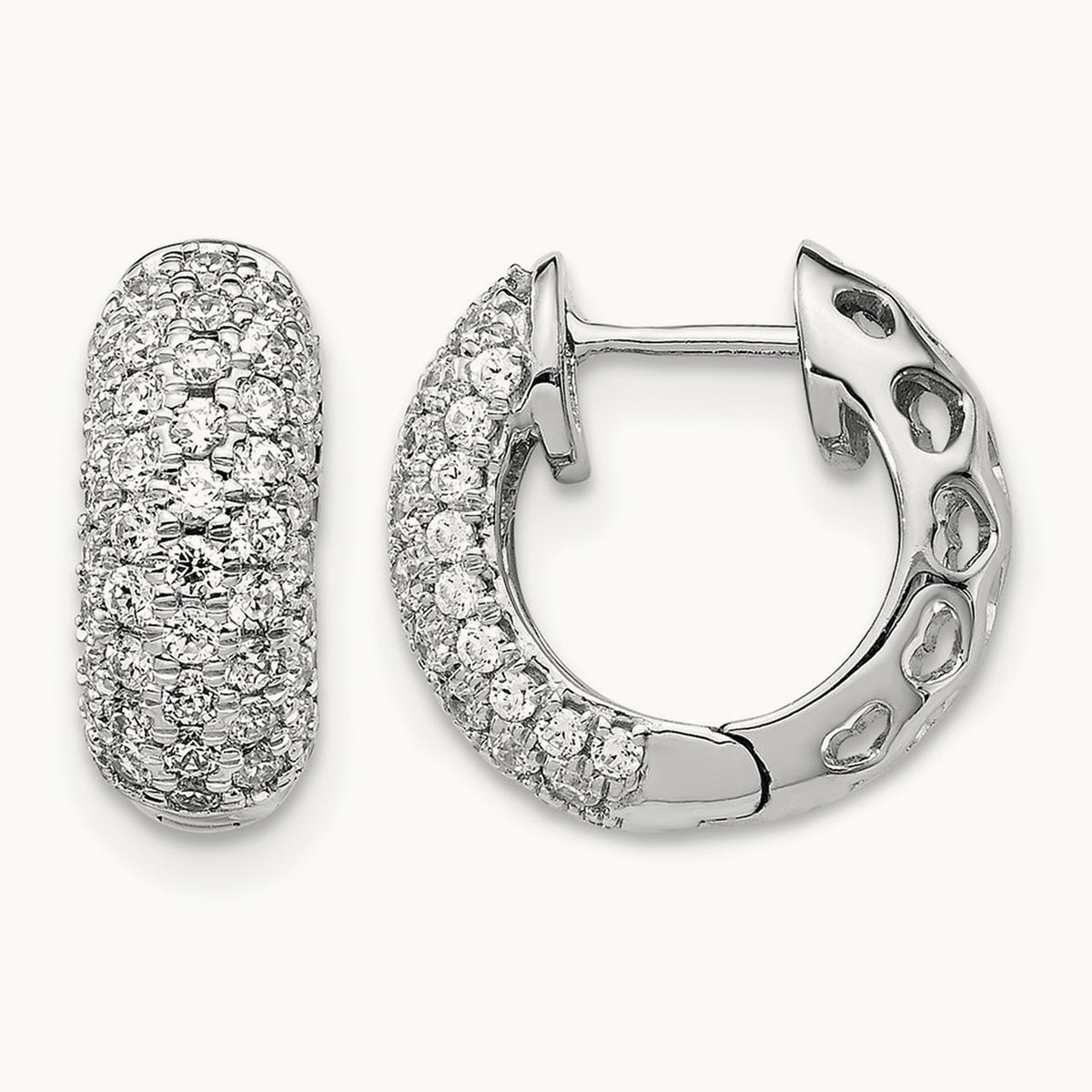Diamond Hinged Hoop Earrings, 14K White Gold