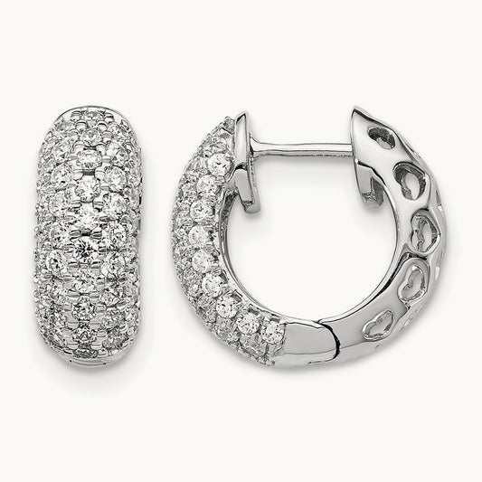 Diamond Hinged Hoop Earrings, 14K White Gold