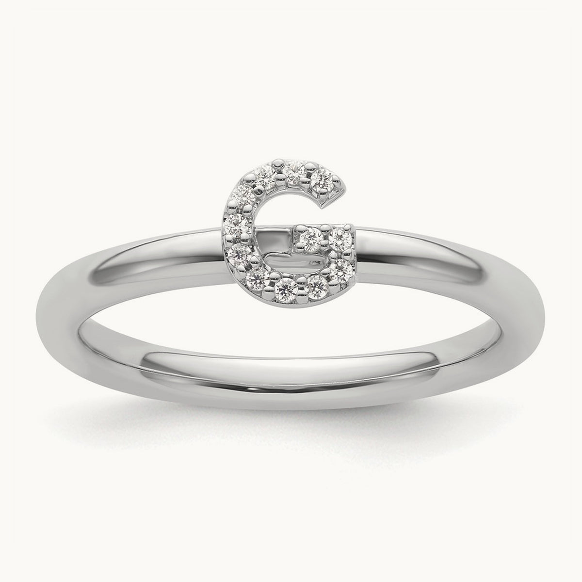 Stackable Diamond Ring — 14K White Gold, G