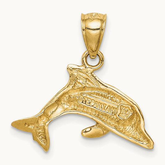 Lab Created Opal Dolphin Pendant — 20mm