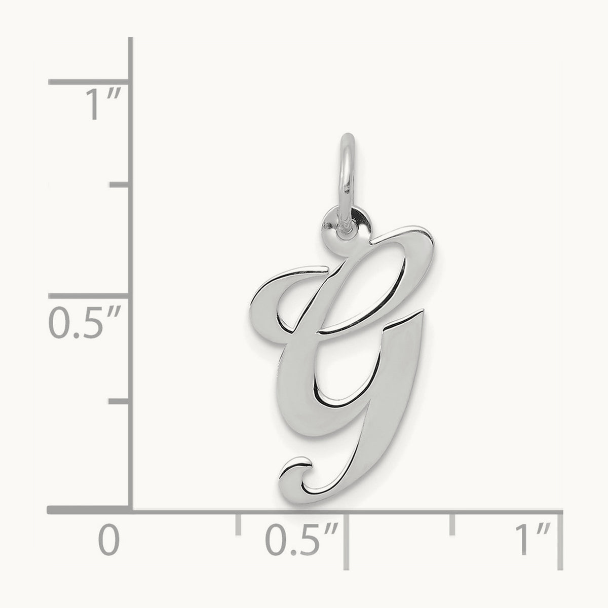 Medium Fancy Script Initial Charm — 14K White Gold, G