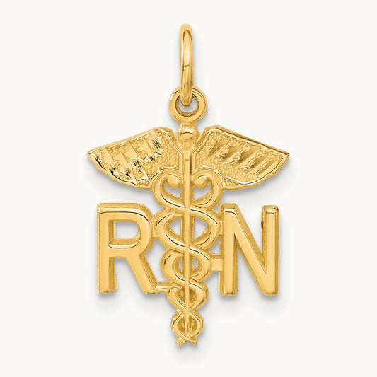 RN Nurse Charm — 14K Yellow Gold, 25mm