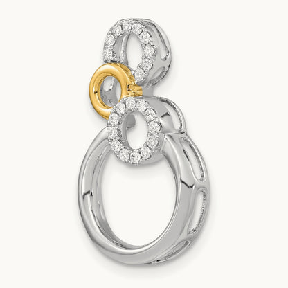 Polished Diamond Circles Chain Slide, 14K Two-tone