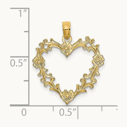 Cut-Out Floral Heart Charm, 14K
